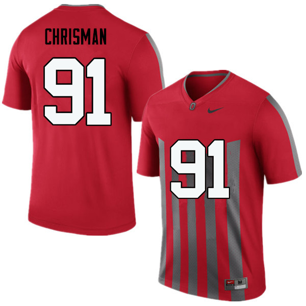 Men Ohio State Buckeyes #91 Drue Chrisman College Football Jerseys Game-Throwback